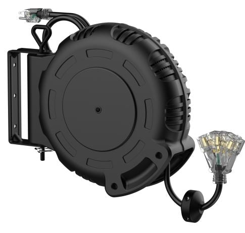 40-ft Retractable Black Extension Cord Reel with Swivel Mount
