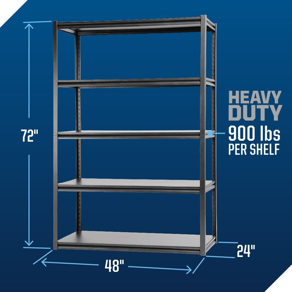 Adjustable 5-Shelf Steel Metal & Wood Storage Rack/Shelving Unit, 48 x 24 x 72-in