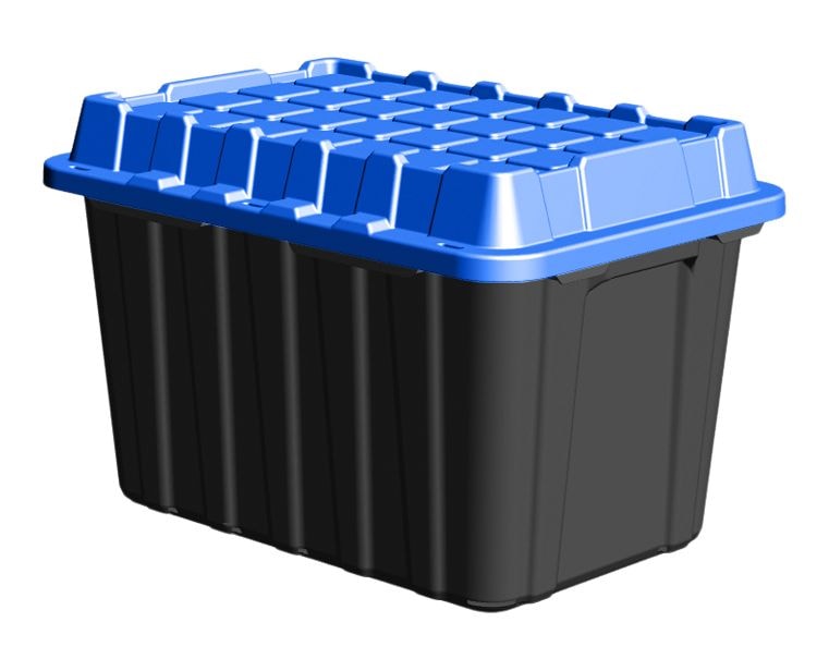 Heavy-Duty Polypropylene Tote with Domed Lid, 120-L