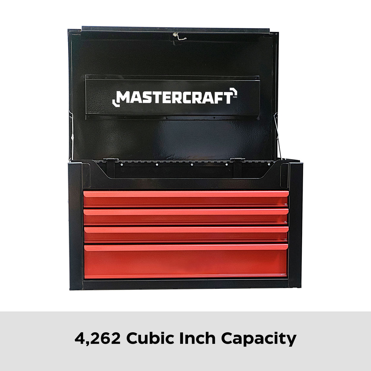 Tool Chest with 4 Drawers, Black & Red, 26-in