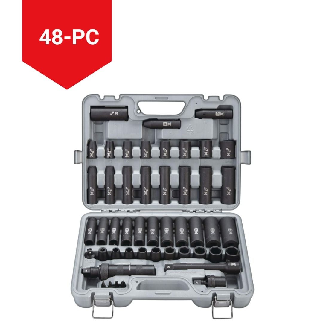 MAXIMUM 1/2-in Drive Professional Grade Impact Socket Set, 48-pc, CRMO