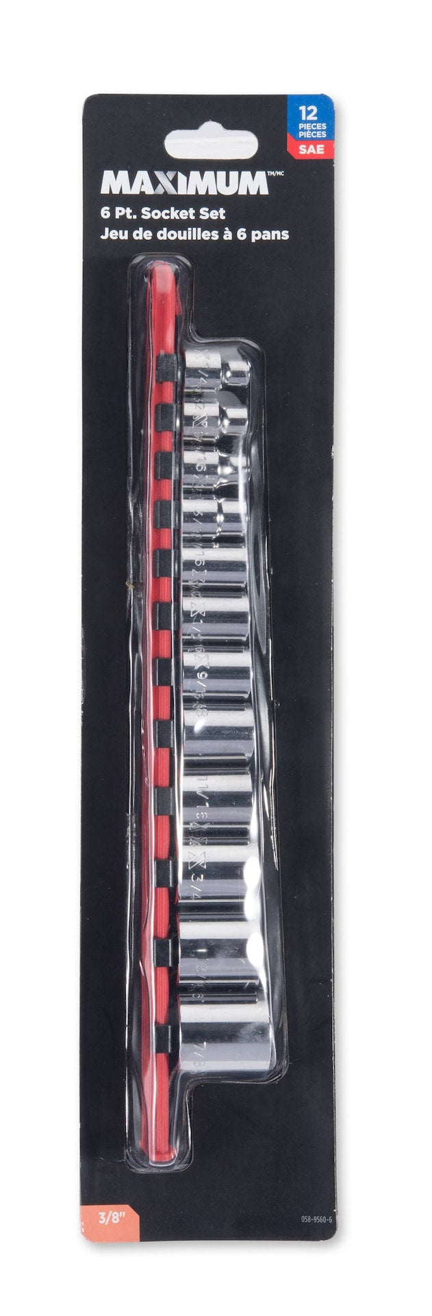 MAXIMUM 3/8-in Drive Regular Socket Set 12-pc, SAE, CRV, Nickel-Chrome Plating