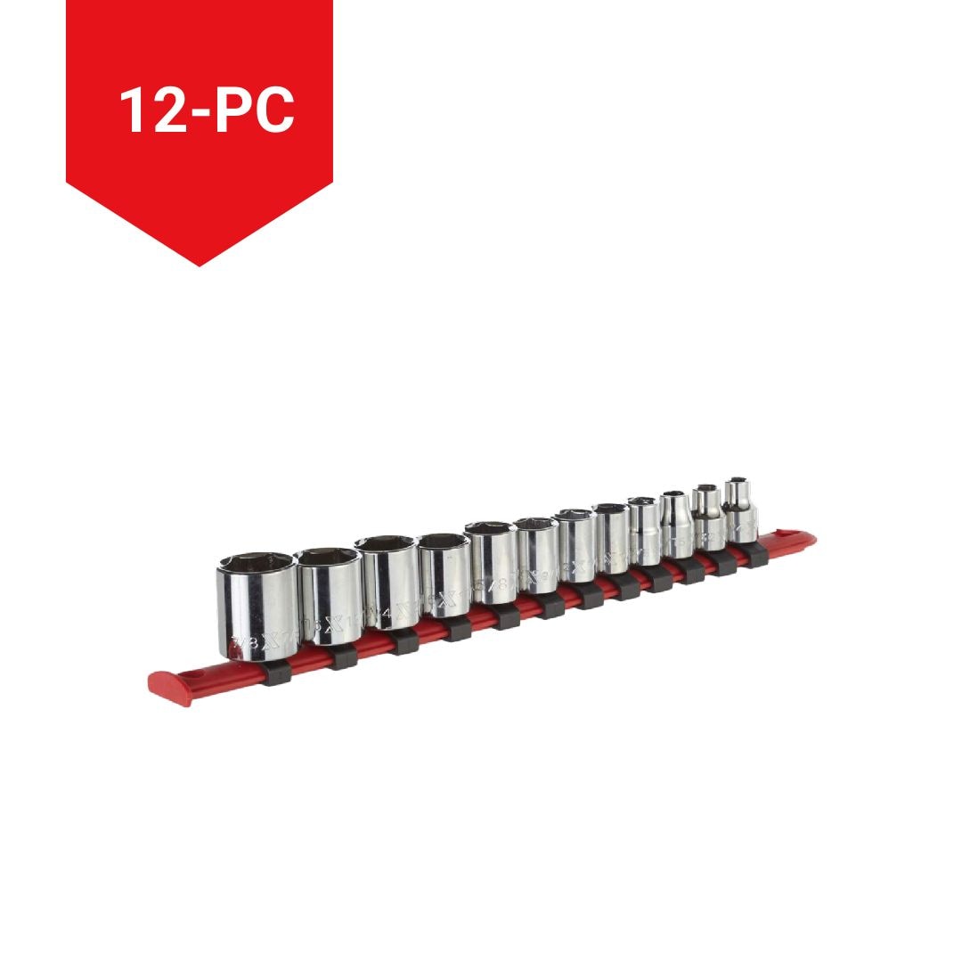 MAXIMUM 3/8-in Drive Regular Socket Set 12-pc, SAE, CRV, Nickel-Chrome Plating
