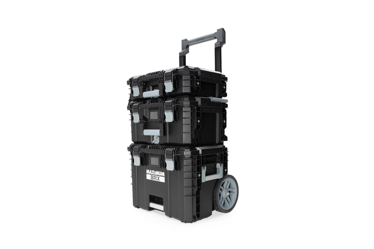 MAXIMUM Brix Modular Portable Toolbox/Tool Storage System with Wheels, IP65, 23-in x 19-in x 33-in, 3-pc