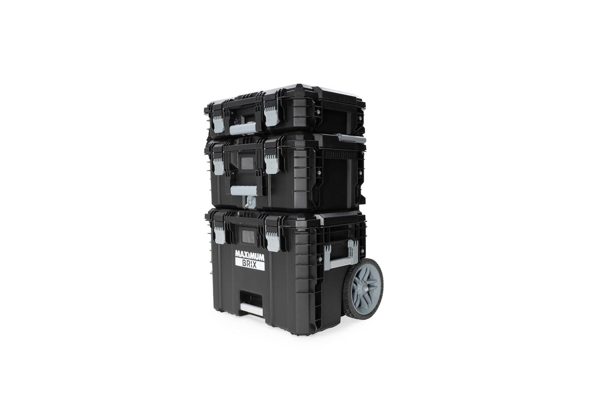 MAXIMUM Brix Modular Portable Toolbox/Tool Storage System with Wheels, IP65, 23-in x 19-in x 33-in, 3-pc