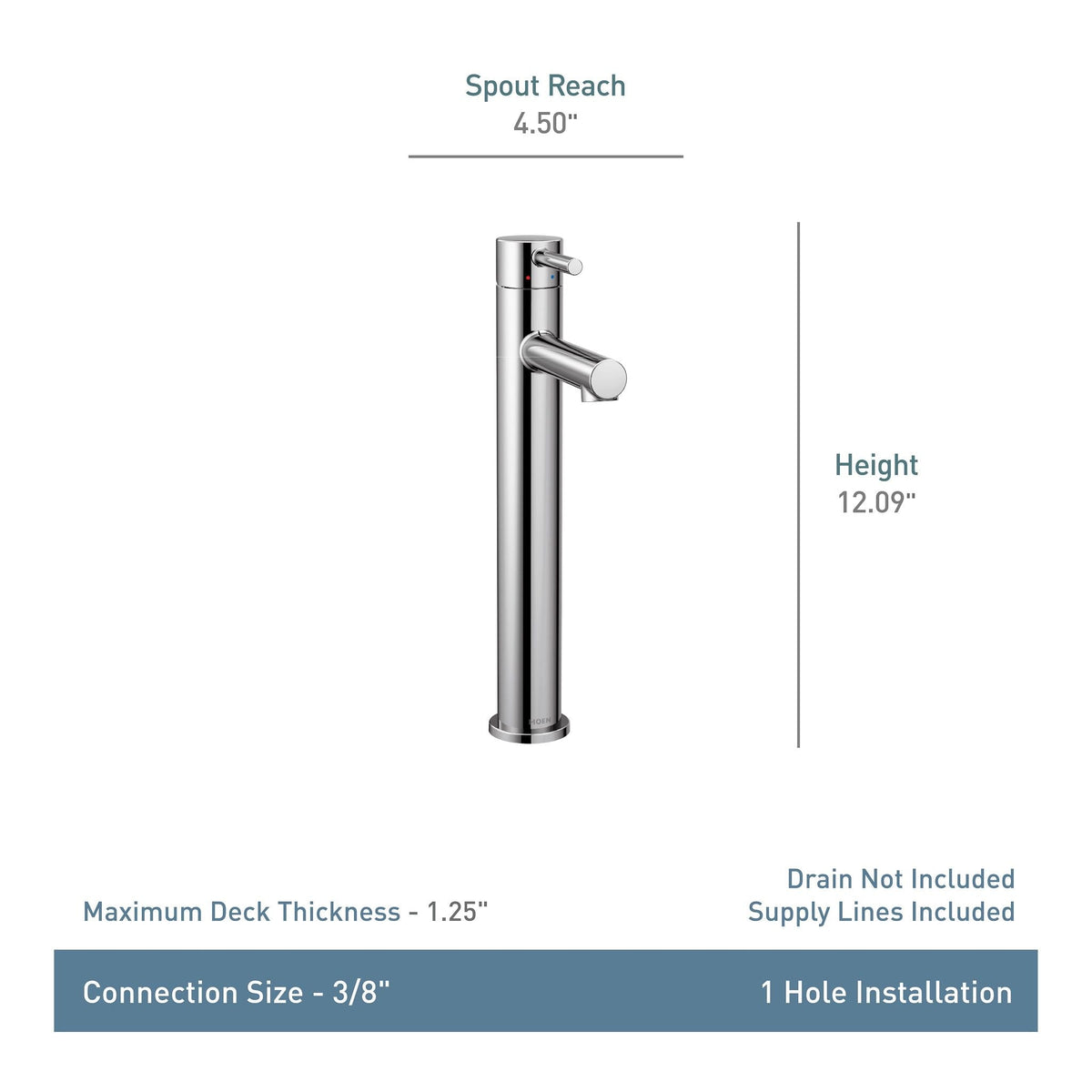 Align Single Handle High Arc Single Hole Bathroom Sink Faucet, WaterSense Certified, Brushed Nickel