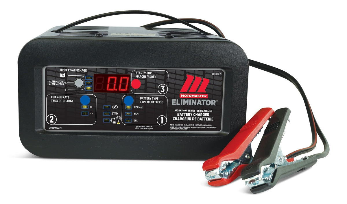 Eliminator Workshop Series Smart Battery Charger, Fully Automatic, 15/3-Amp, 6V/12V