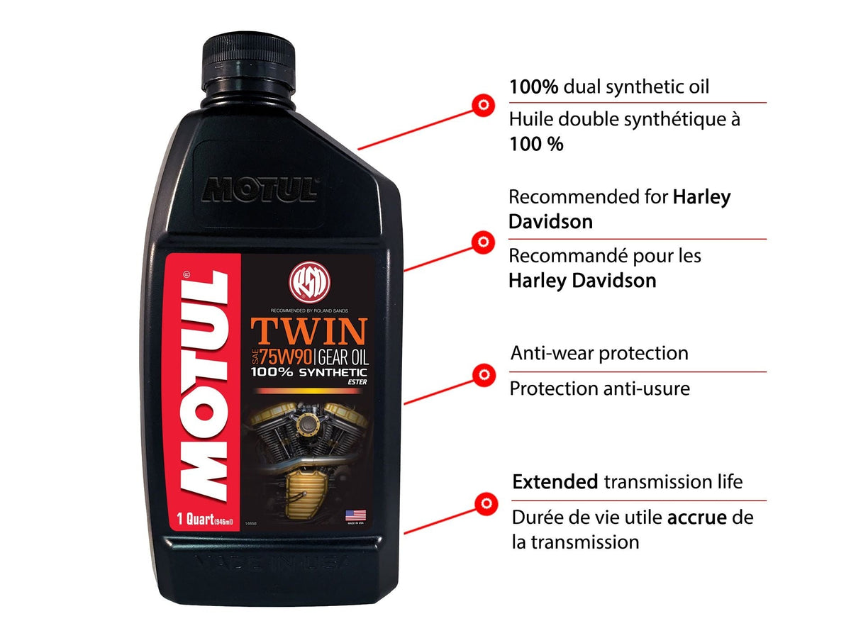 Twin Synthetic Gear Motorcycle Oil 75W90, 946-mL