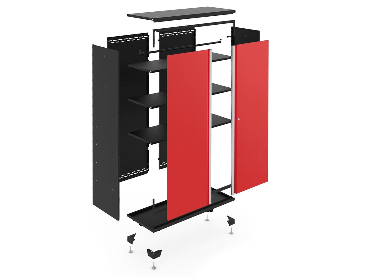 Bold Series 24-Gauge Steel RTA Storage Locker with 3 Shelves, Black/Red, 30-in