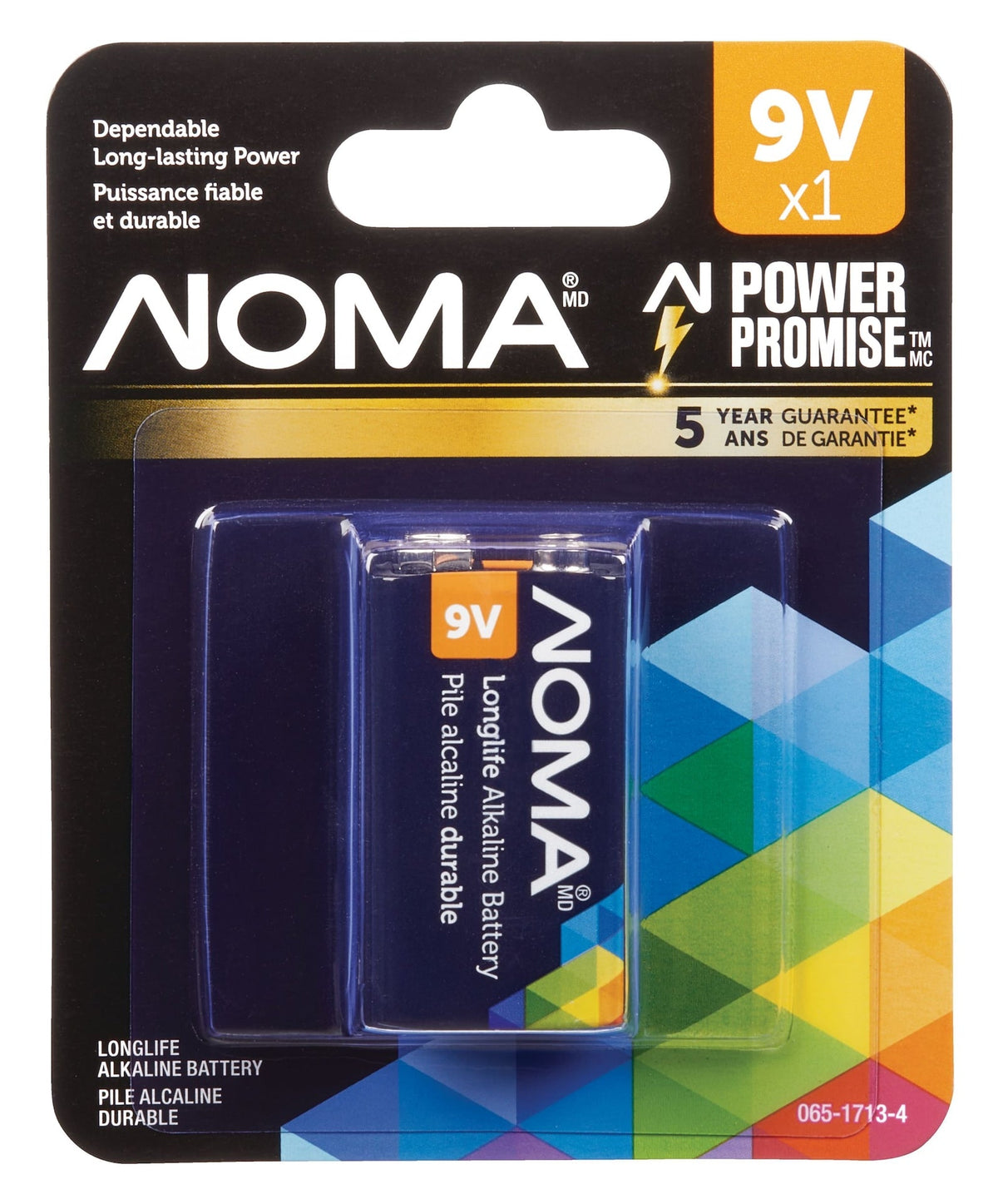 1-pk 9V / 9 Volt Alkaline Battery, Long Lasting, All Purpose