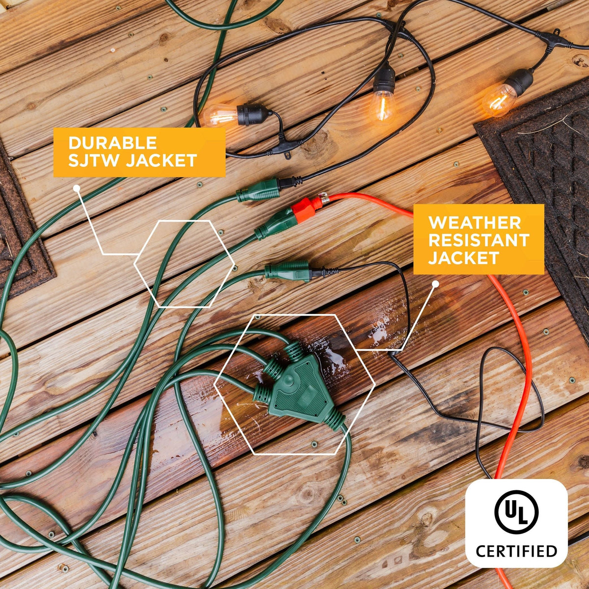 28-ft Outdoor 3-Split Extension Cord