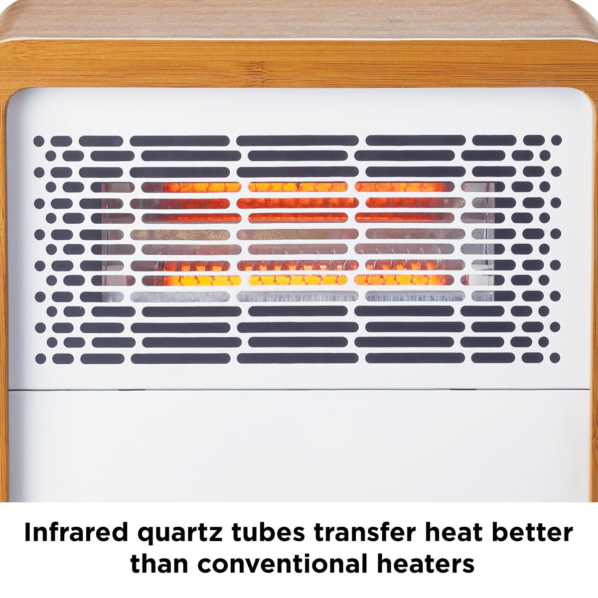 3-Setting Cabinet Heater with Child Lock, Quartz and Radiant Heating, Wood Grain Finish