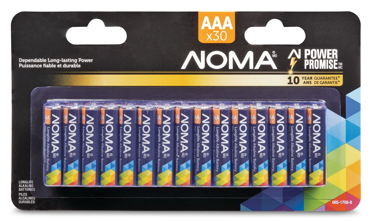 30-pk AAA Alkaline Batteries, Long Lasting, All Purpose