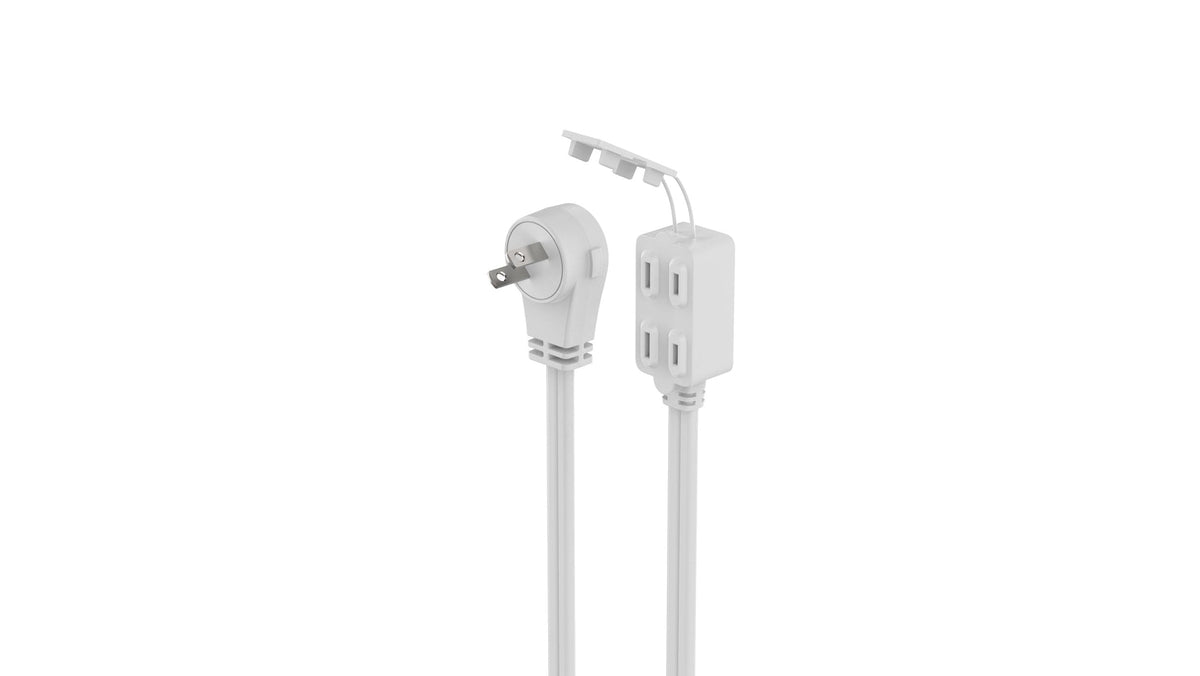 8-ft 2-in 16/2 Extension Cord, Flat plug, 3 Outlets, White
