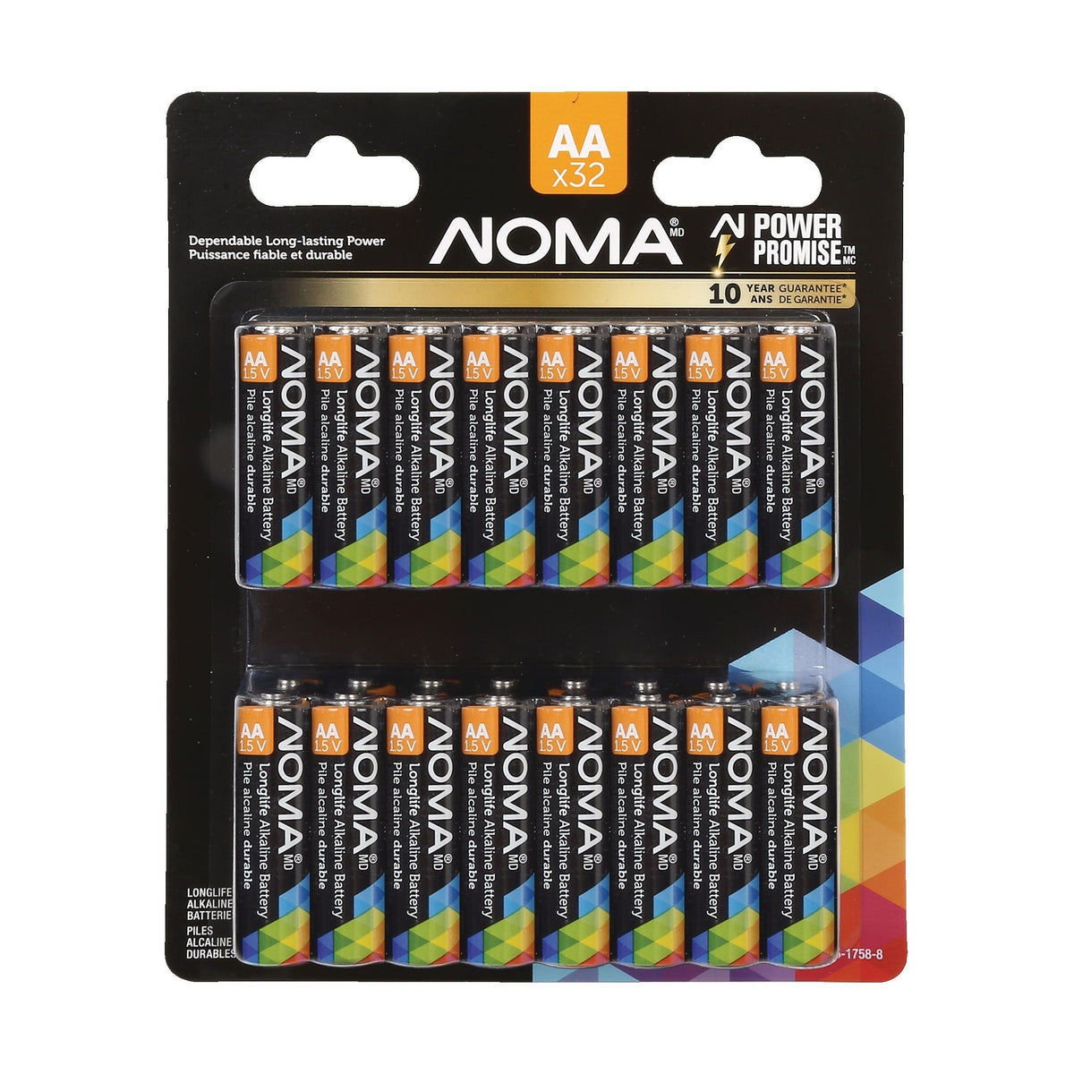 AA Alkaline Batteries, Long Lasting, All Purpose, 32-pk