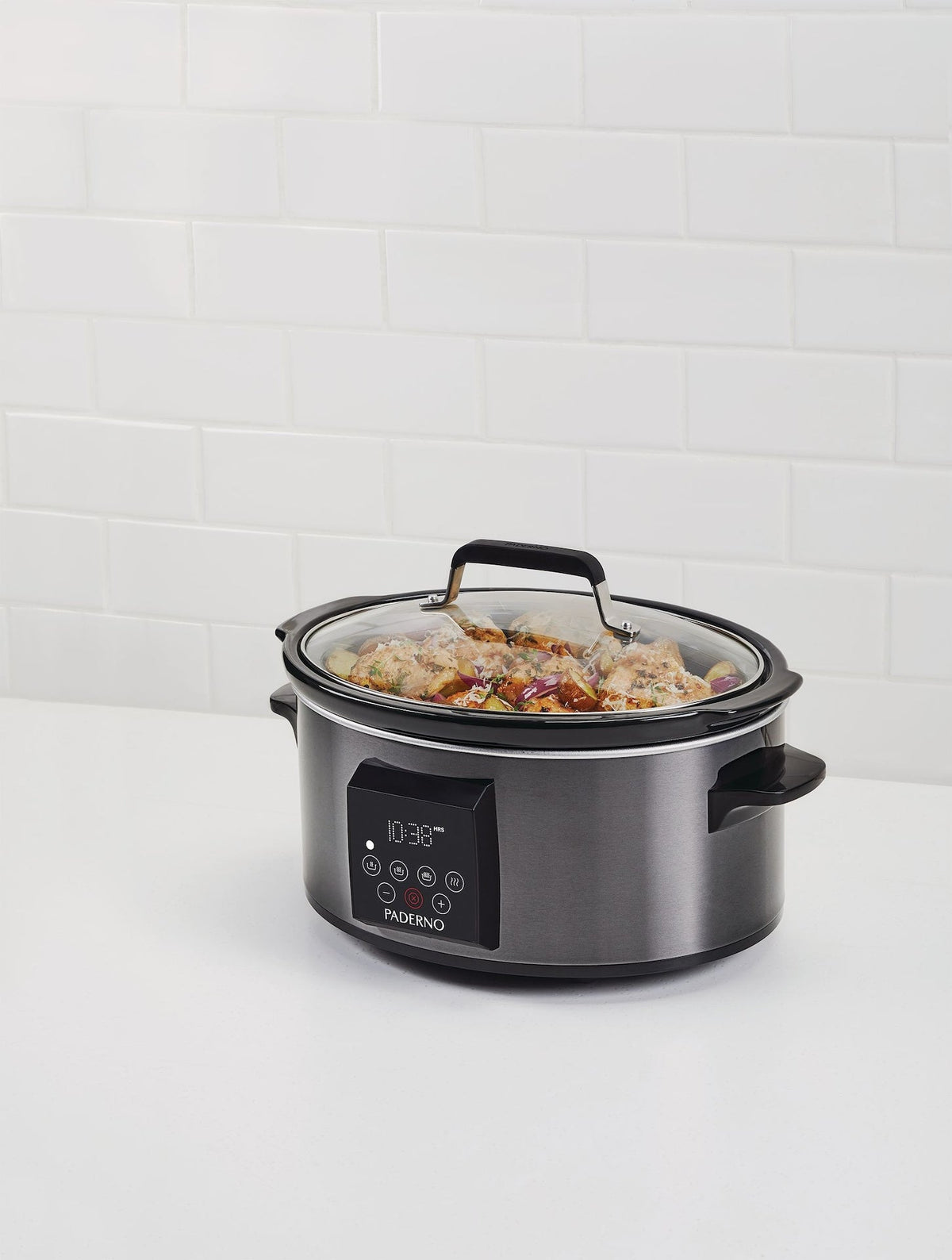 Digital Programmable Slow Cooker, Black Stainless Steel, 6qt