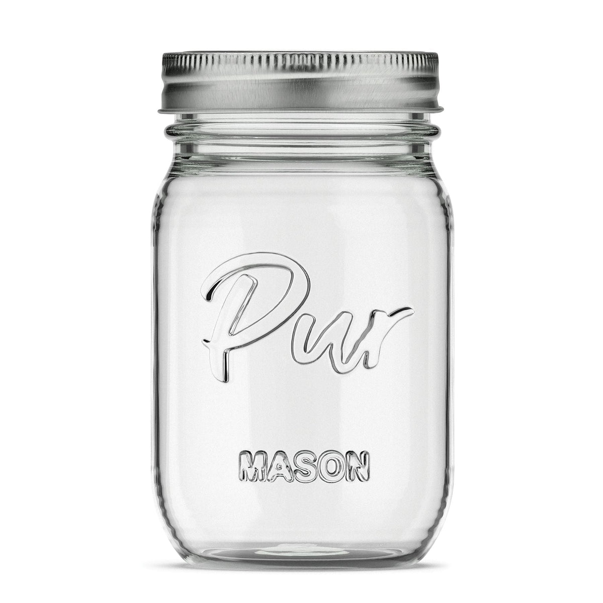 Pur Mason Regular Mouth Glass Jar with Lid & Band, 16-oz/473-mL, 12-pk