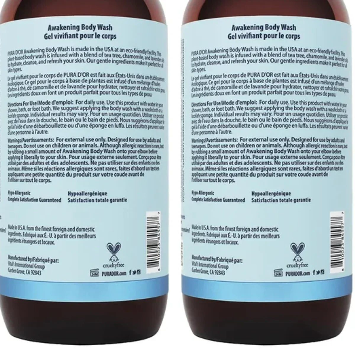 Pura D'or Awakening Body Wash, 2 x 709 mL