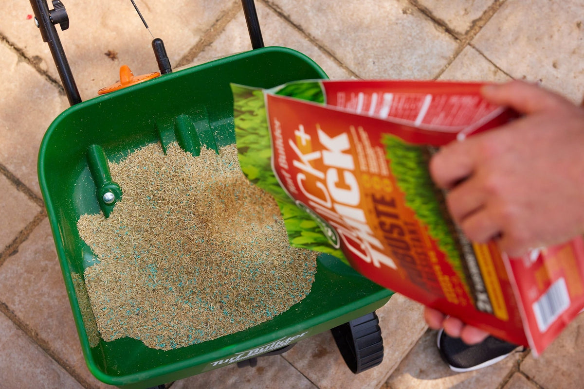 Turf Builder Quick + Thick Grass Seed Tough & Resilient Mix, 12-0-0, 1.2-kg
