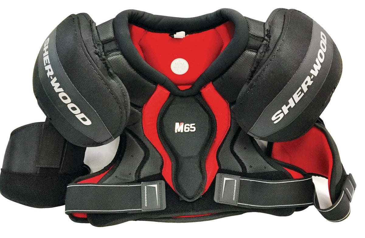 Rekker M65 Hockey Shoulder Pads, Junior, Black/Red, Assorted Sizes