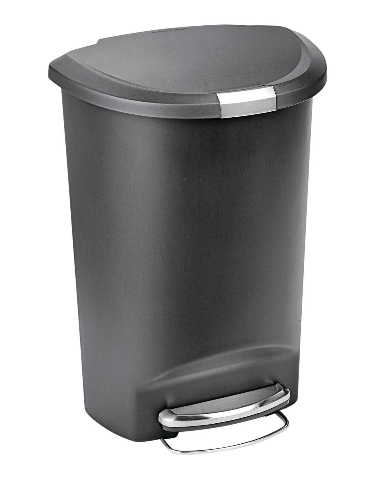 Plastic D-Shaped Step Garbage Can, Black, 50-L