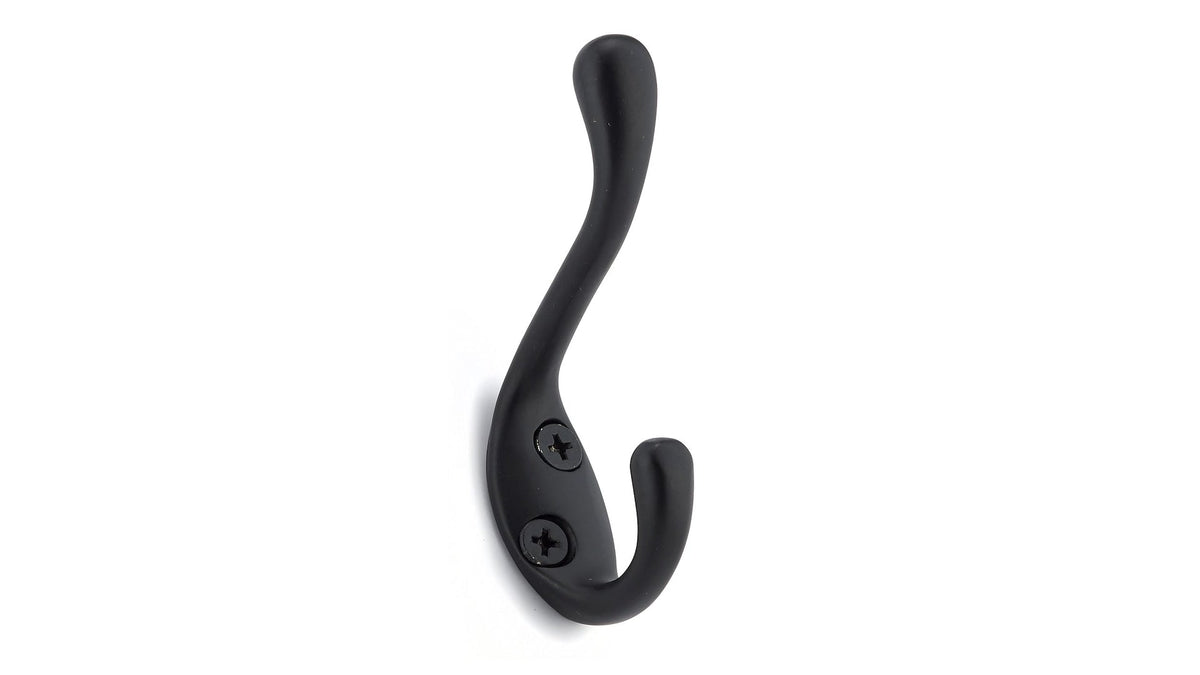 Single Hook, 3.5", Matte Black, 3pk