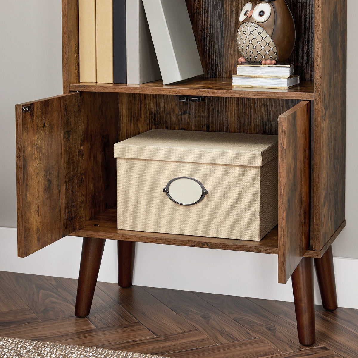 Home 3-Tier Rustic Brown Retro Cabinet with Steel Frame