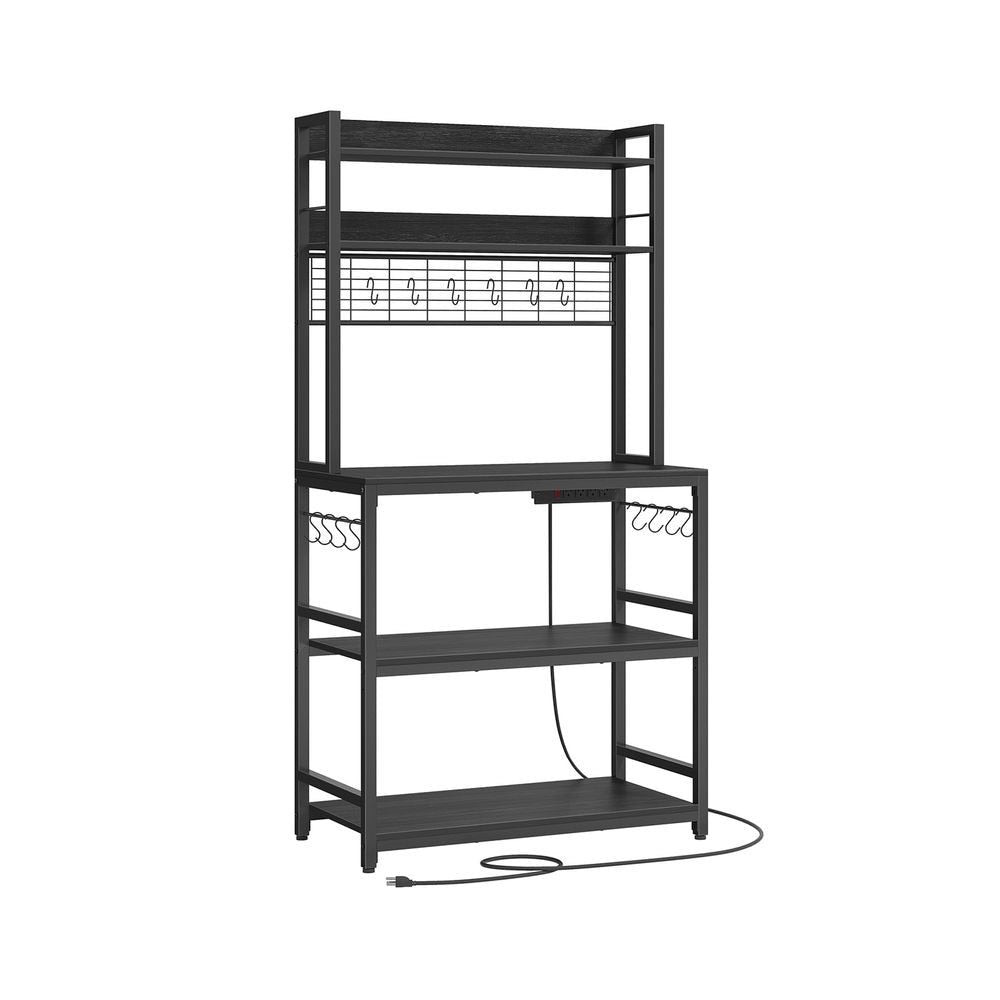 Home Charcoal Grey Baker's Rack with 4 AC Outlets