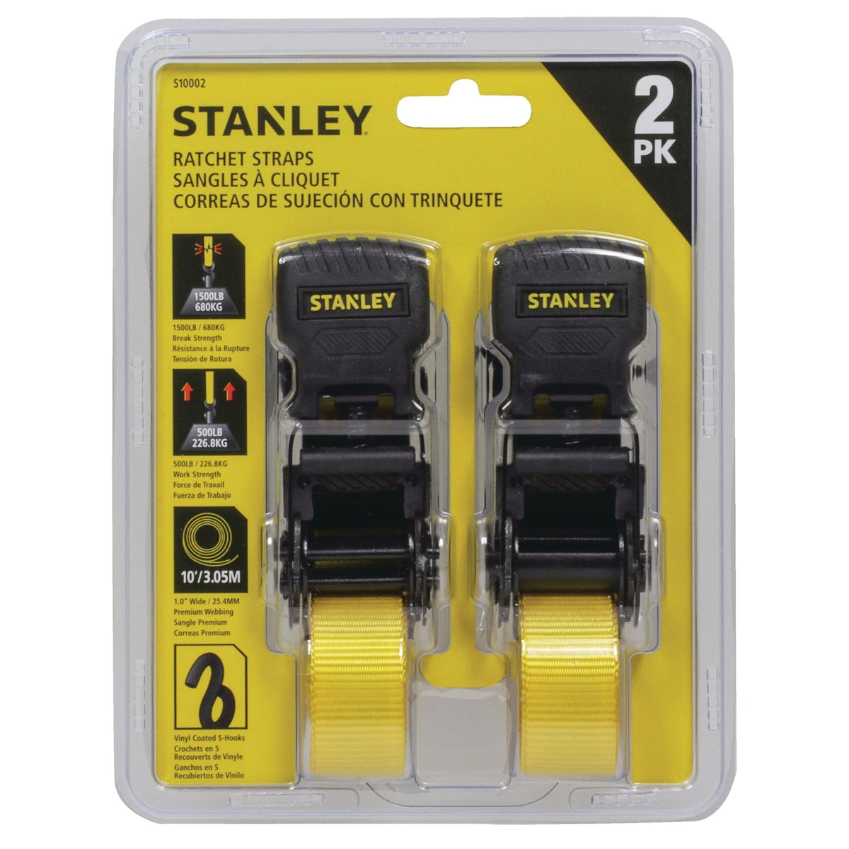 1,500-lb Tie Downs, Weatherproof, 10-ft, 2-pk