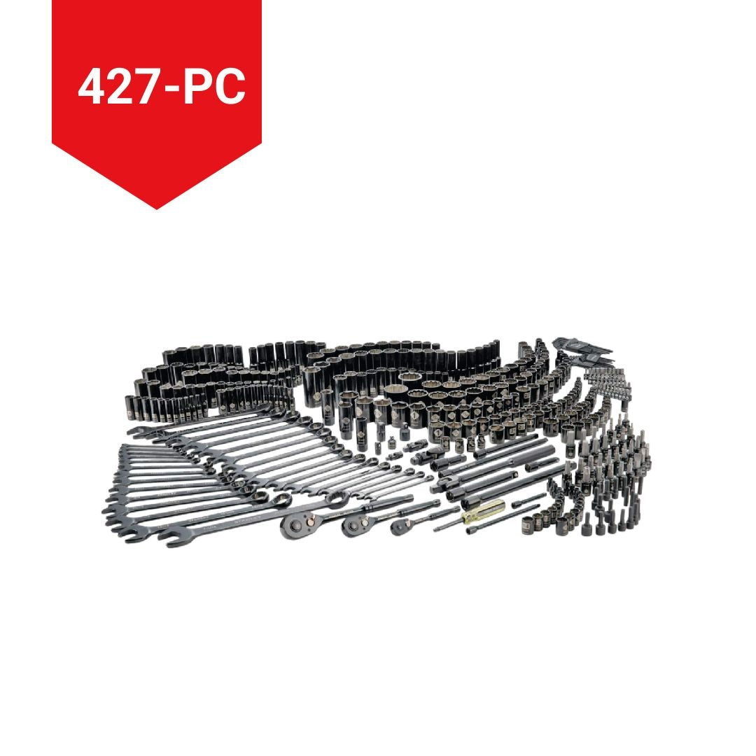 Professional Grade Black Chrome Socket Set, SAE/Metric, 427-pc