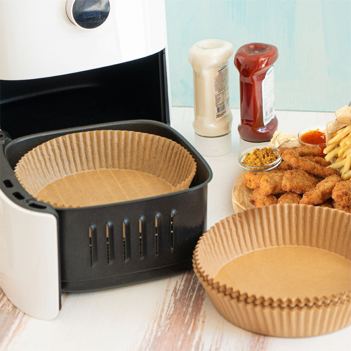 Round Non-Stick Parchment Paper Air Fryer Liner, 50-pk