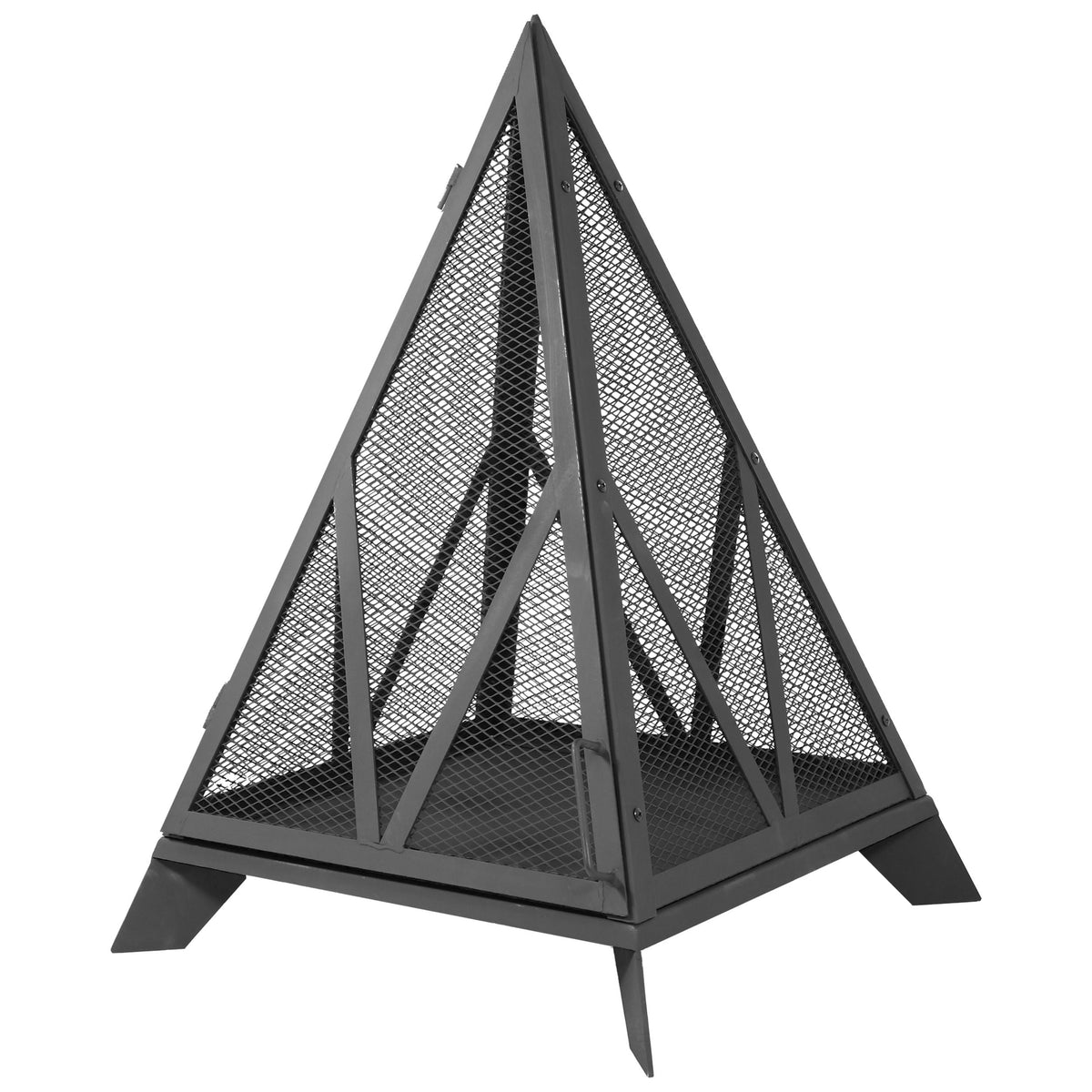 Decor Majestic Pyramid Steel Fire Pit, Black