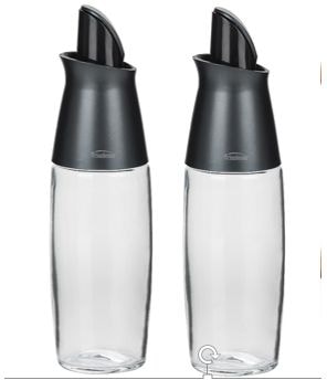 Glass Automatic Oil Bottle Dispenser Set, 2-pc, Clear