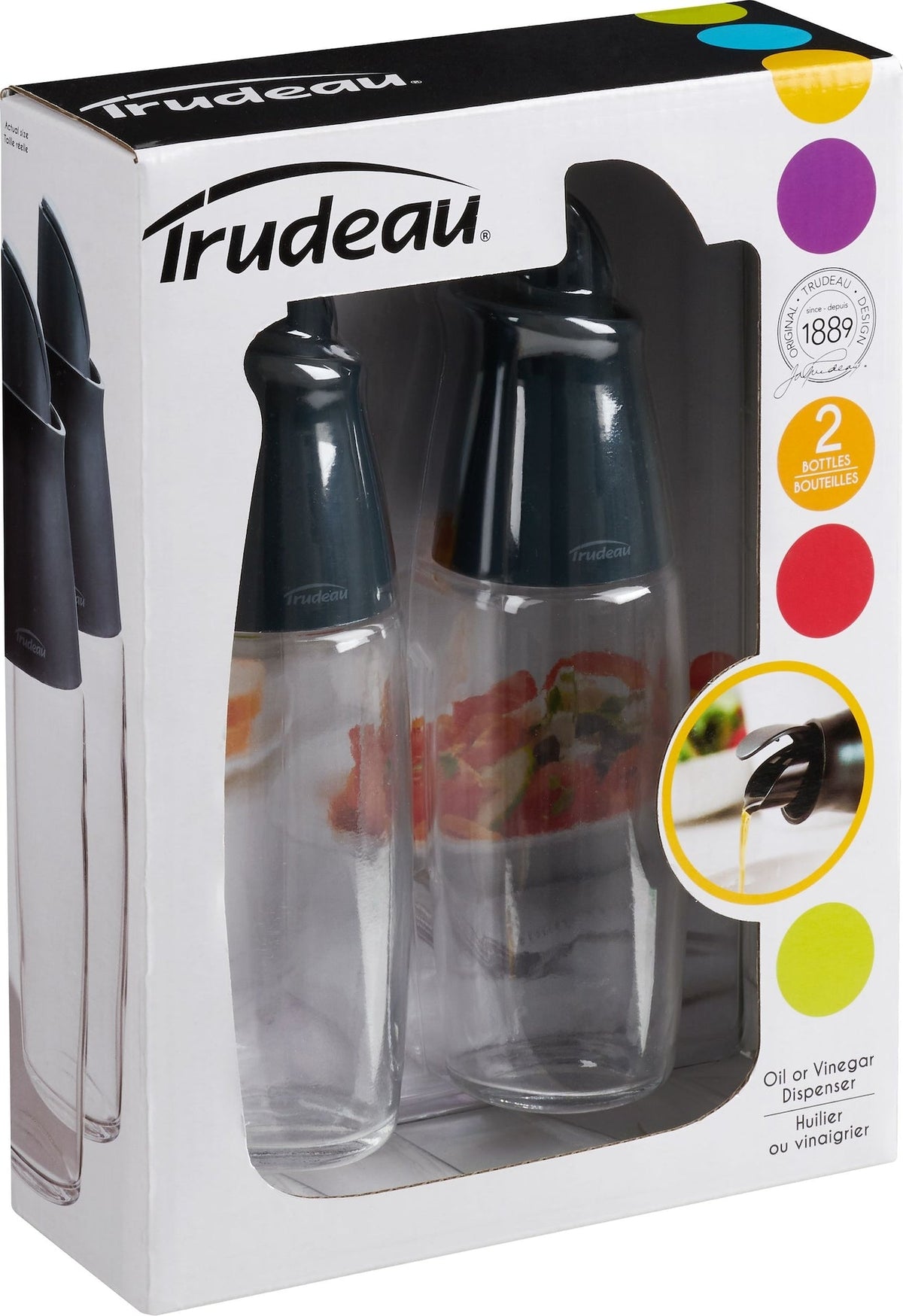Glass Automatic Oil Bottle Dispenser Set, 2-pc, Clear