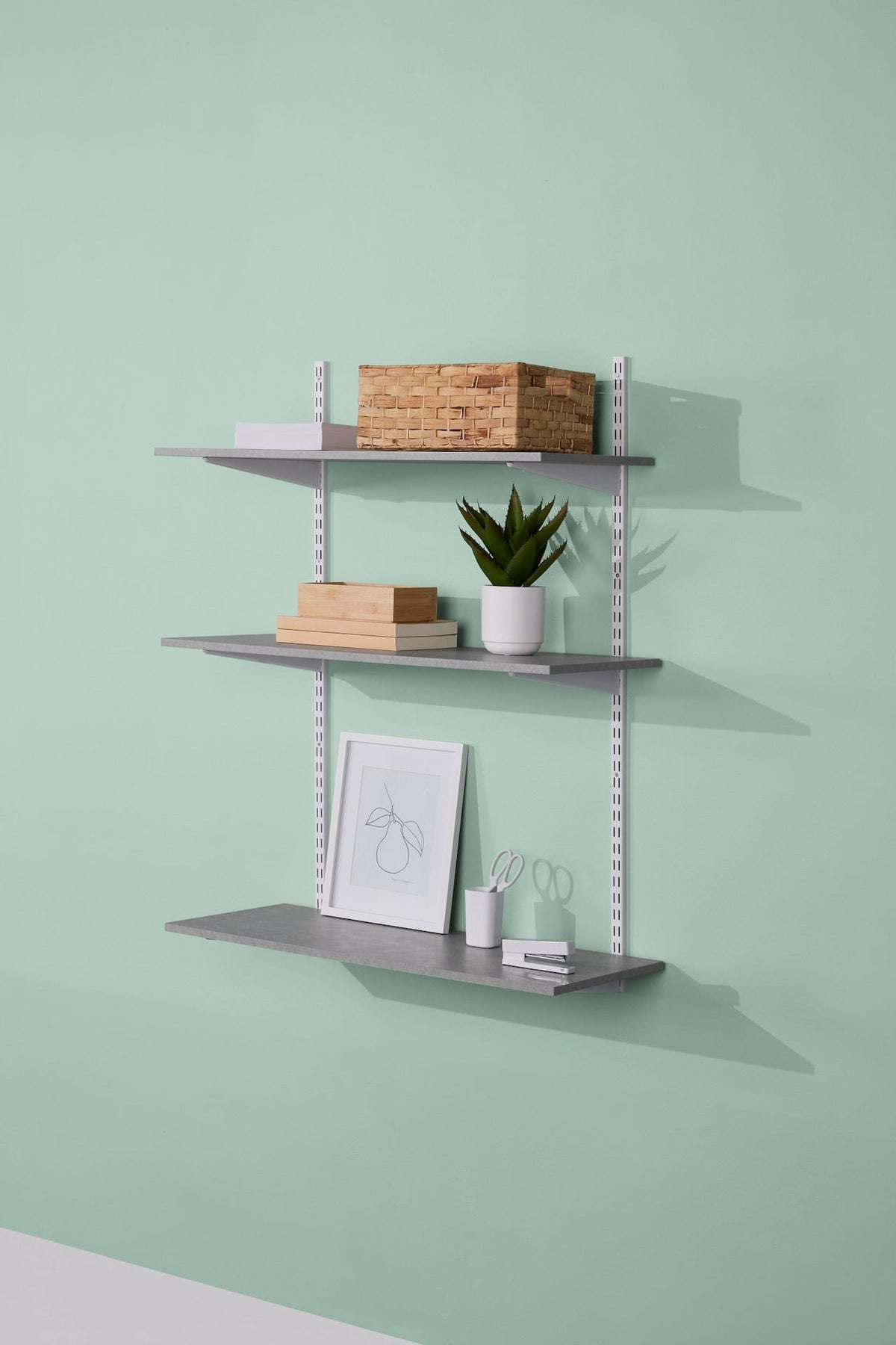 type A Floating Wall Shelf Board, Grey Concrete, 16 x 35-in