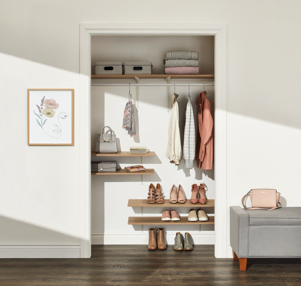 type A Wooden Floating Wall Shelf Board, White, 20 x 35-in