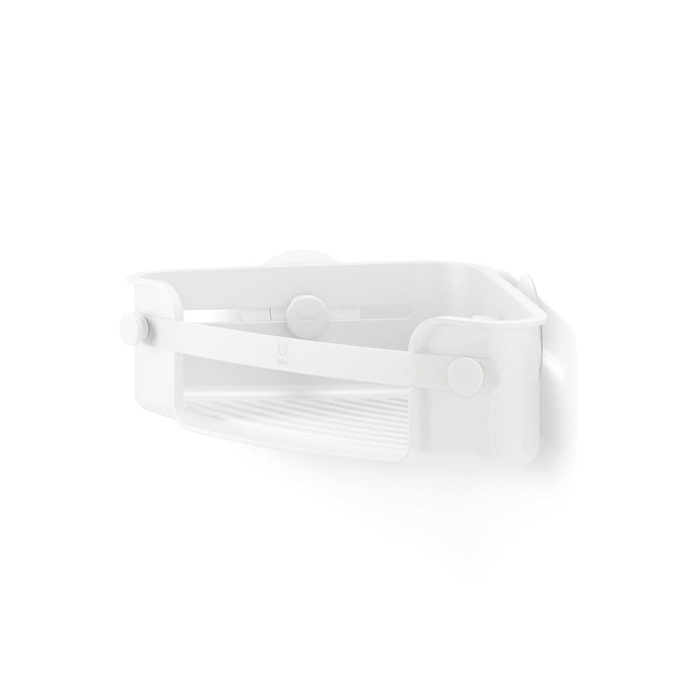 Flex Gel-Lock Rust-Resistant Corner Shower Caddy, with Hooks, White