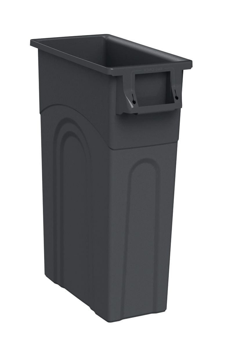 Plastic Tall Slim Rectangular Garbage Can, Black, 87-L