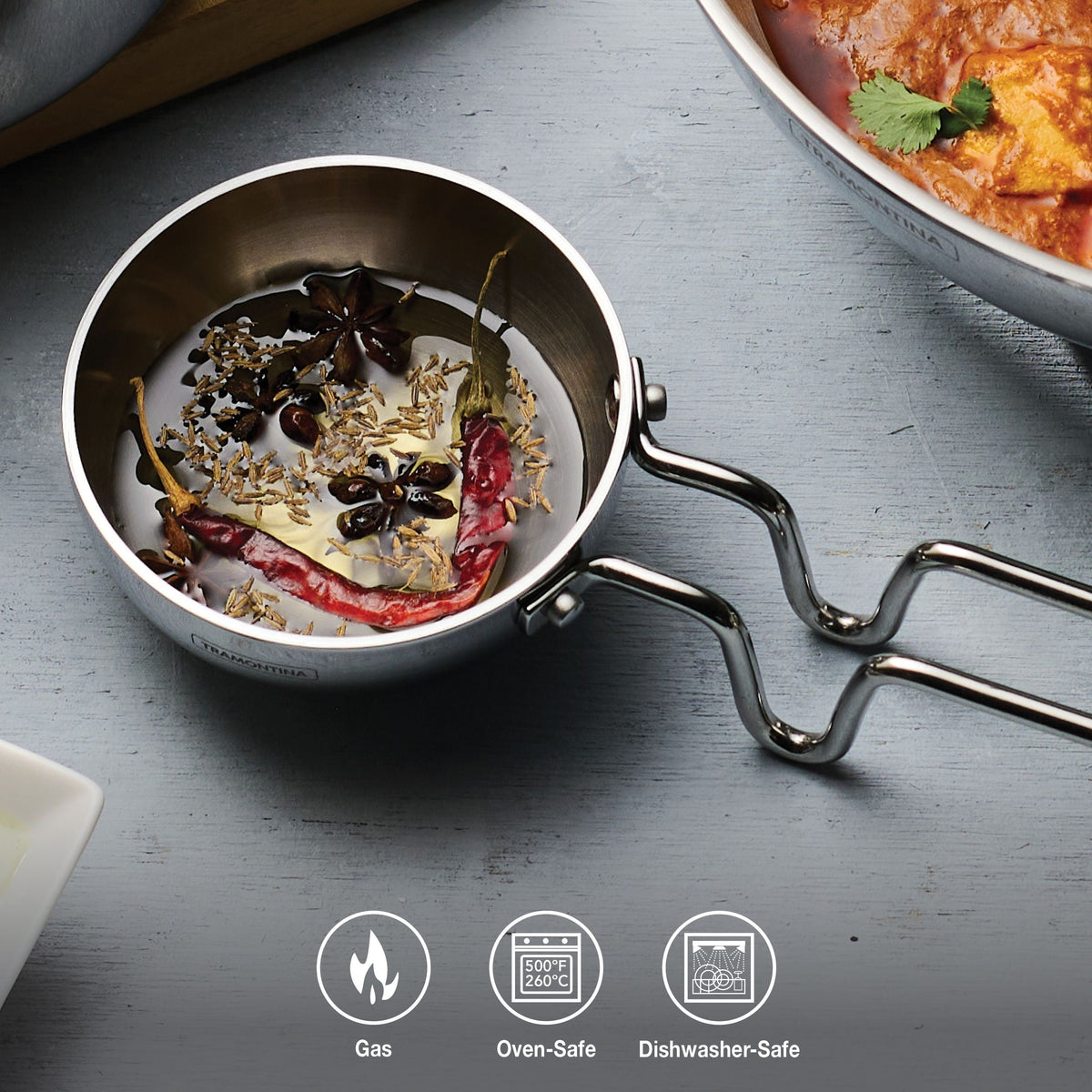 9.35 Ounce Tri-Ply Clad Stainless Steel Tadka Pan