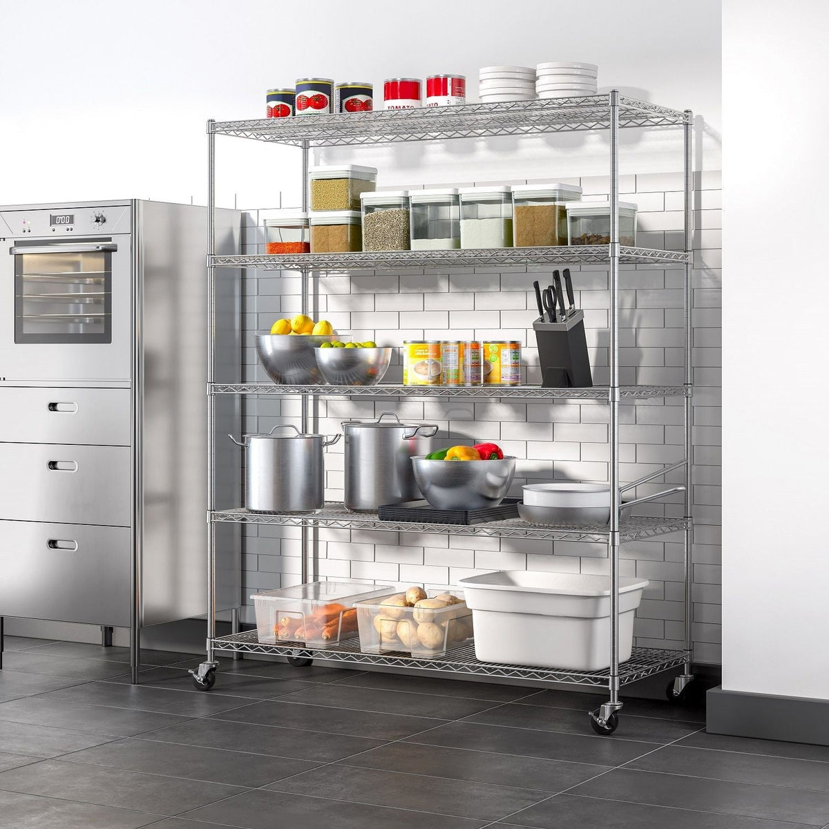 5-Tier Steel Shelving Rack, 60-in x 24-in x 72-in