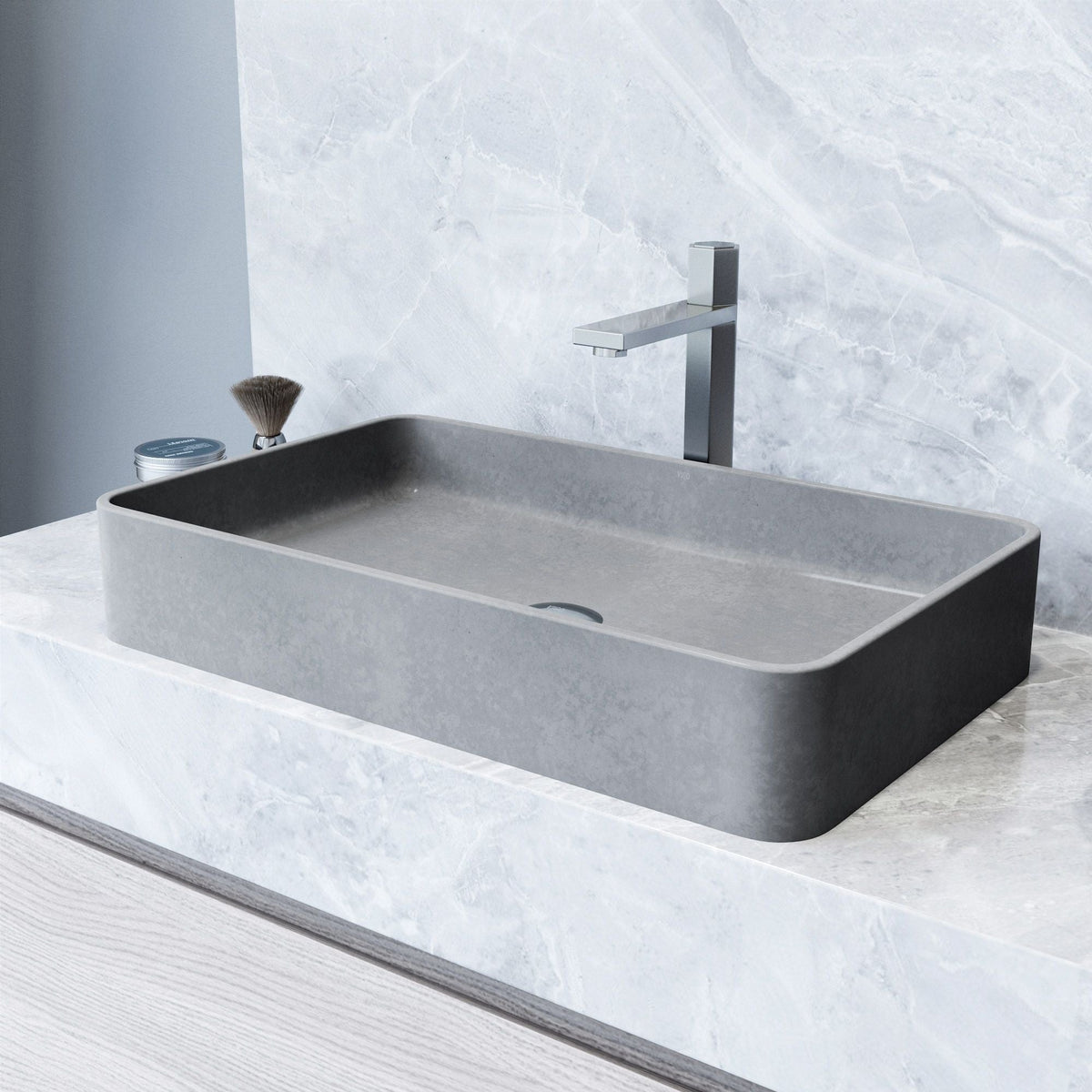 Basilica Gothic 23x14-in Deep Grey Bathroom Sink/Basin with Rectangular Vessel