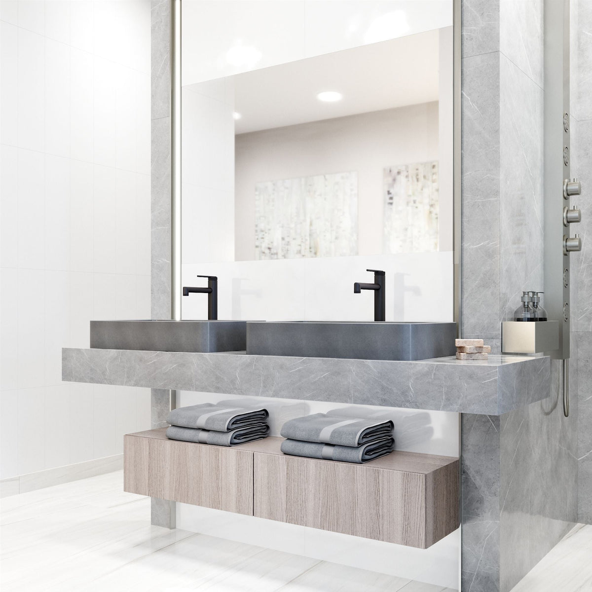 Basilica Gothic 23x14-in Deep Grey Bathroom Sink/Basin with Rectangular Vessel