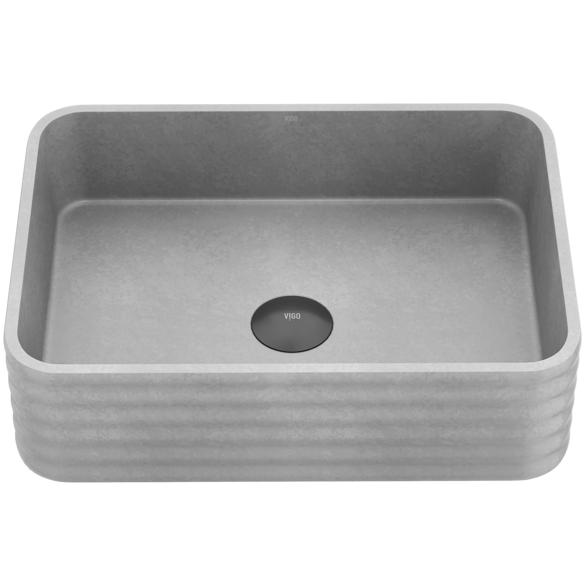 Cadman 18-in Deep Grey Bathroom Sink/Basin with Rectangular Fluted Vessel