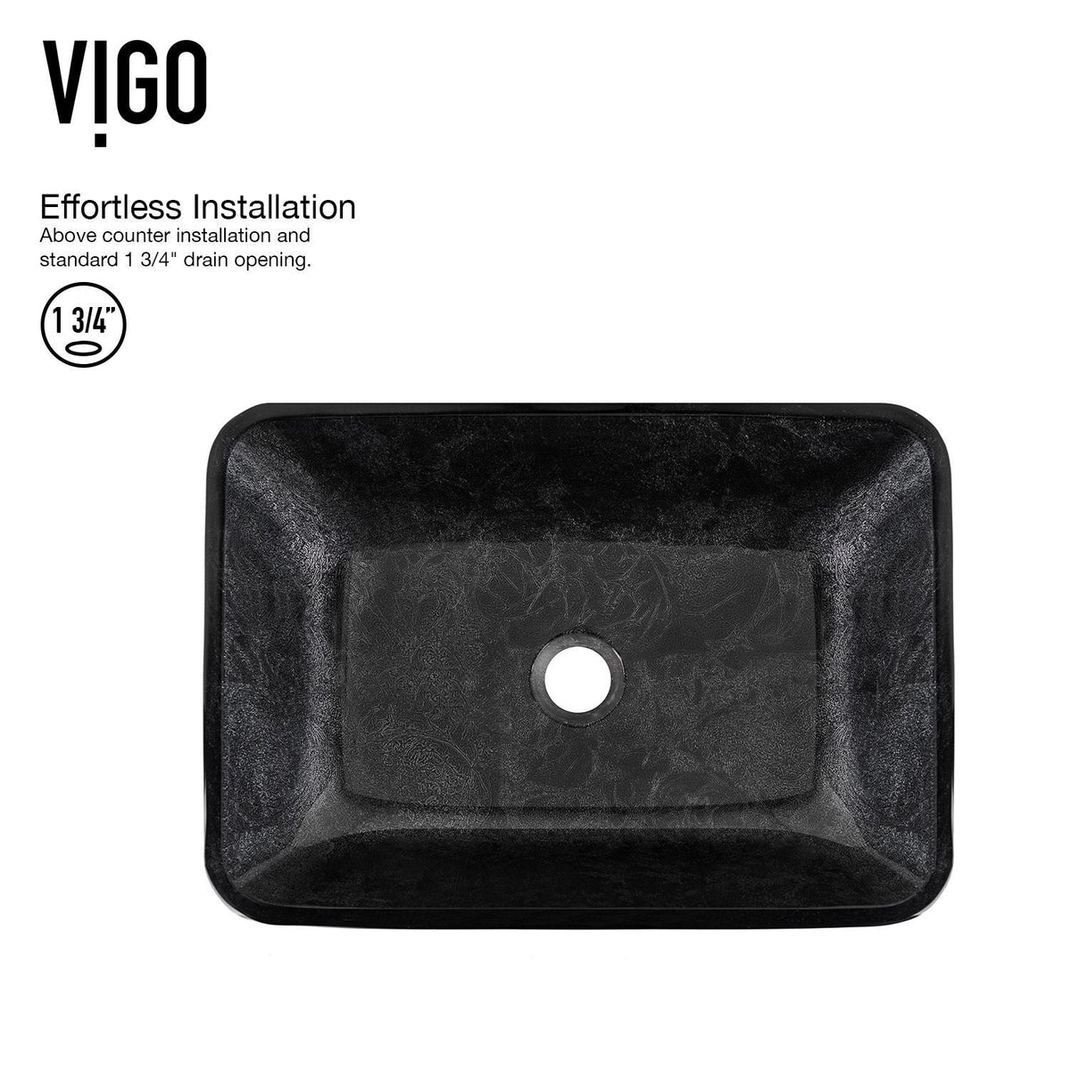 Glass Grey Onyx Bathroom Sink/Basin Set with Matte Gold Niko Faucet and Rectangular Vessel