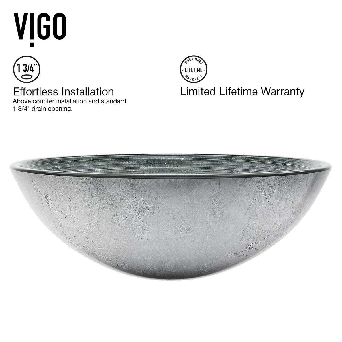 Glass Simply Silver Bathroom Sink/Basin Set with Niko Faucet and Round Vessel