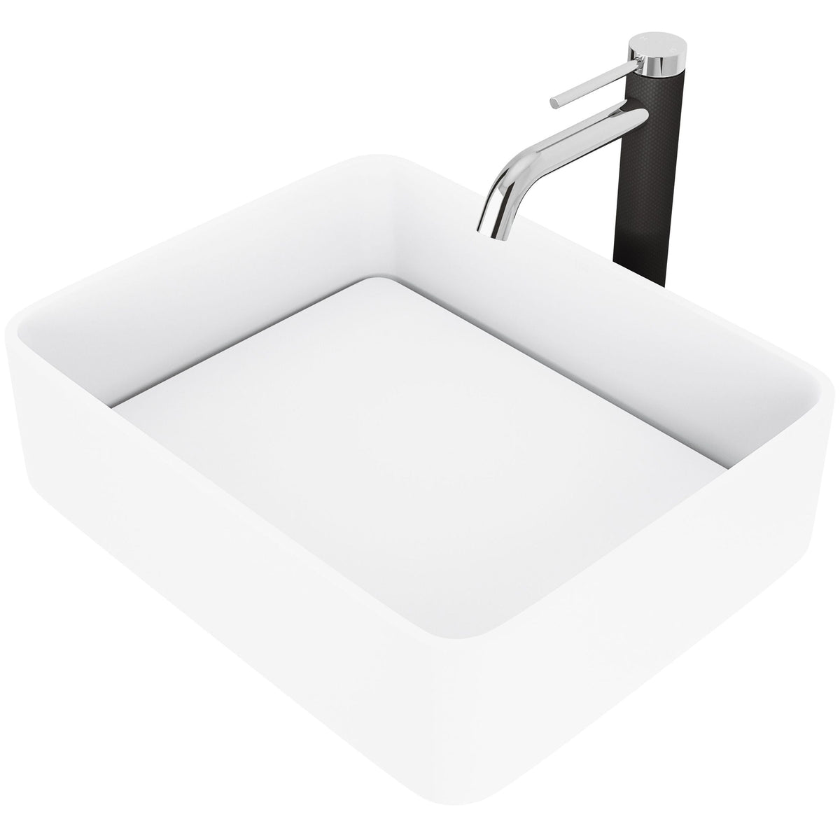 Jasmine White Bathroom Sink/Basin Set with Lexington Faucet and Rectangular Composite Vessel