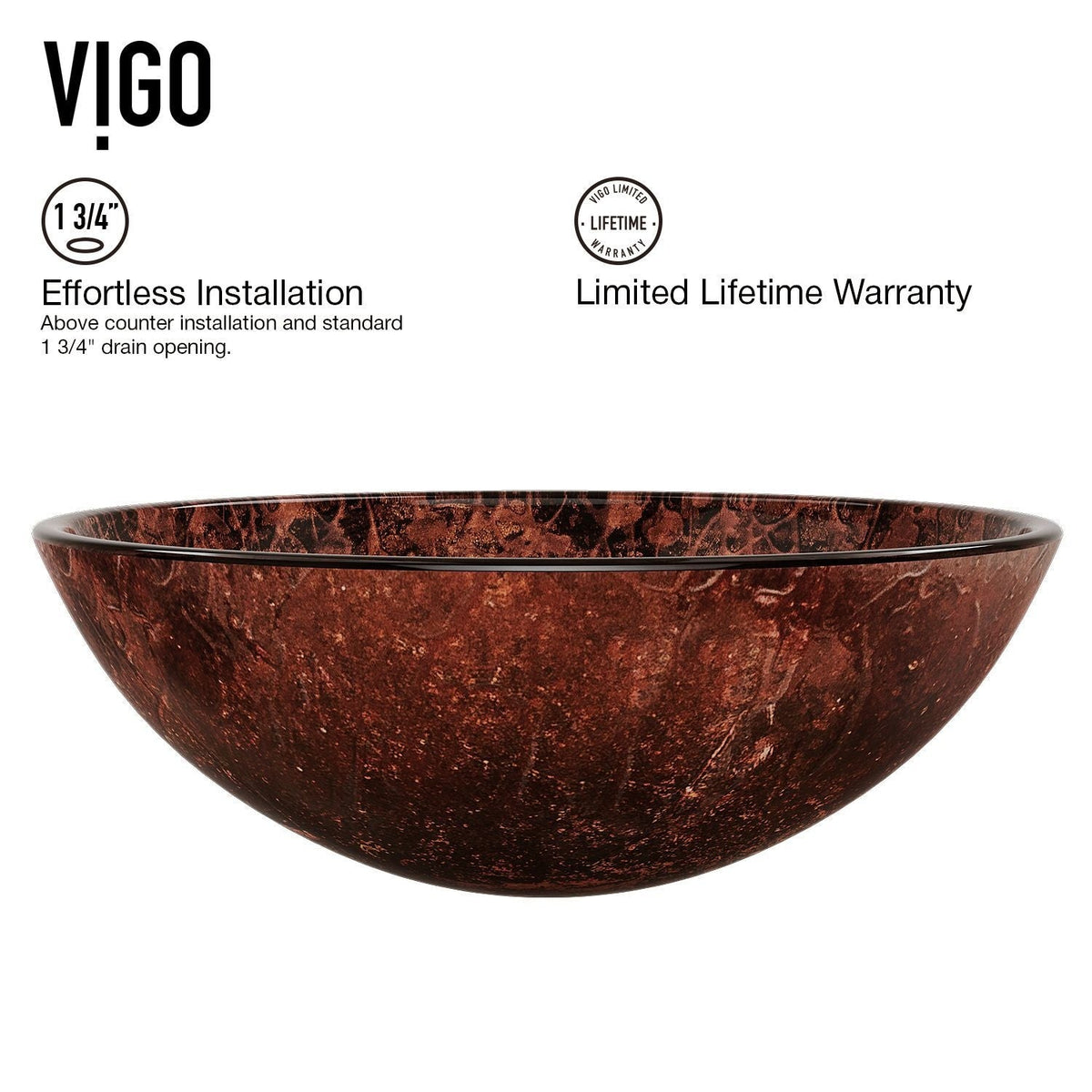 Mahogany Moon Glass Vessel Bathroom Sink