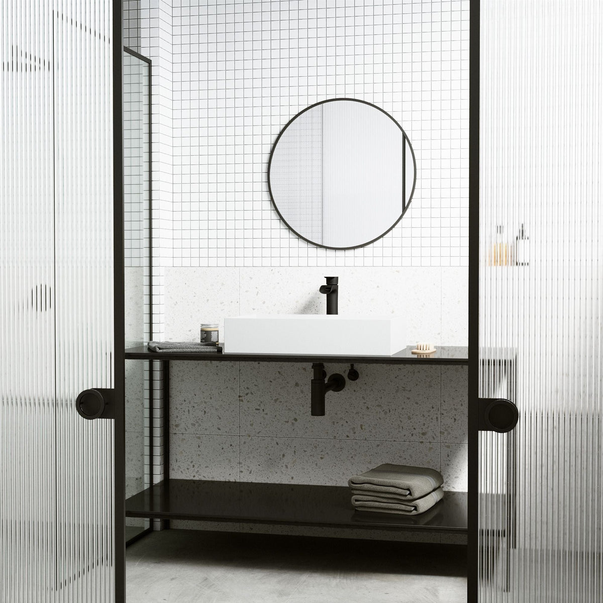 Montauk White Bathroom Sink/Basin Set with Niko Faucet and Rectangular Composite Vessel