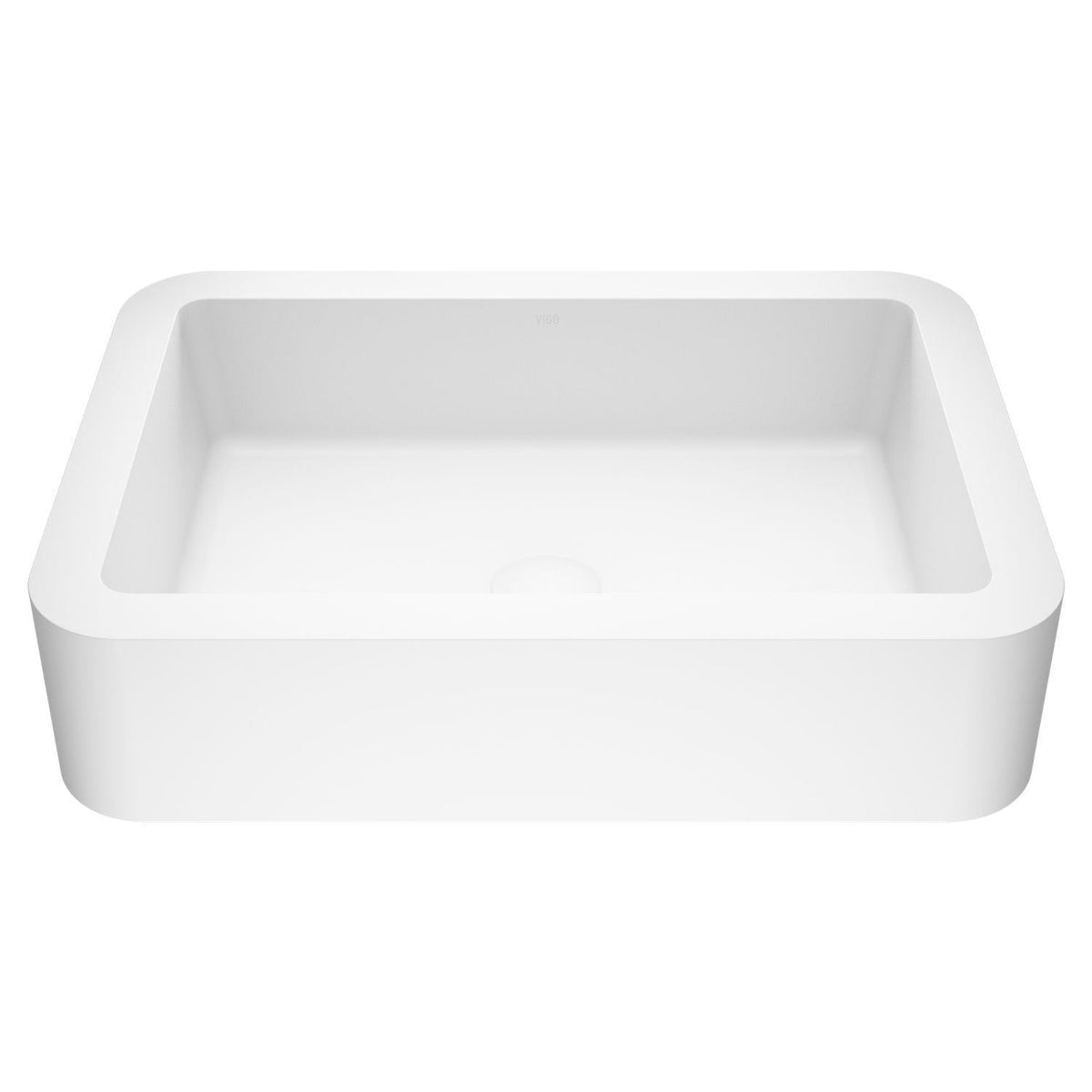 Petunia Matte Stone Rectangular Composite Vessel Bathroom Sink/Basin with Rounded Edges & Deep Bowl, White