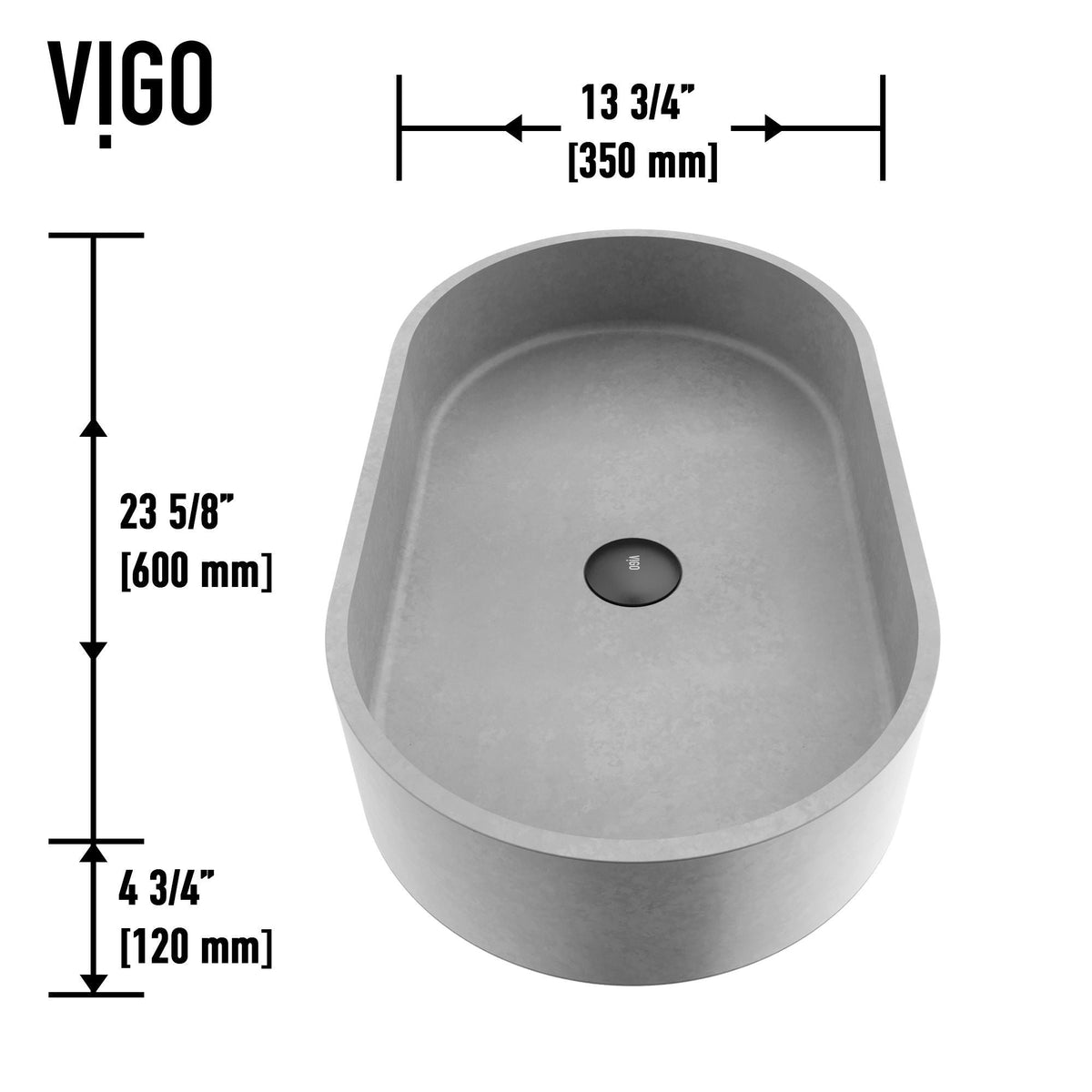 Sagrada Gothic 24x14-in Deep Grey Bathroom Sink/Basin with Rectangular Vessel